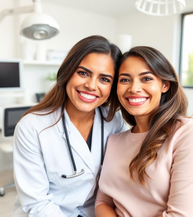Happy dental patient with dentist