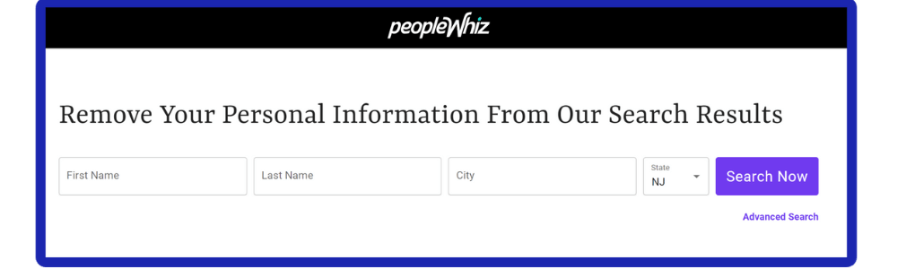 PeopleWhiz Opt Out Step 1
