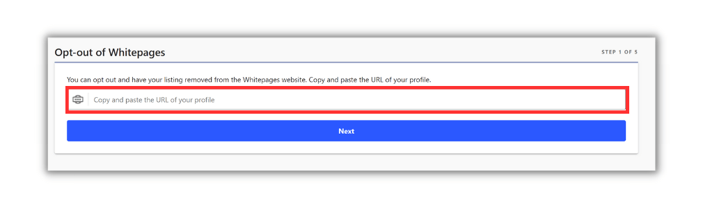 Whitepages opt out form