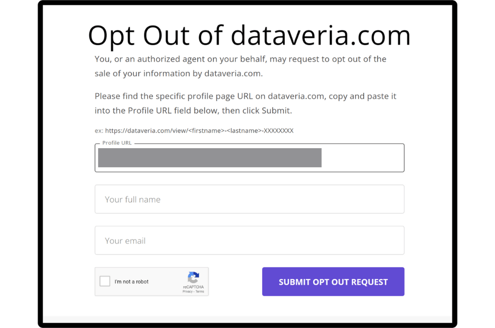 opt out dataveria.com step 4